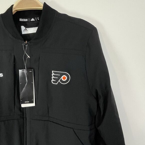 Philadelphia Flyers Adidas Womens NHL Track Jacket Zip Fleece Lined Black Medium - Picture 3 of 8